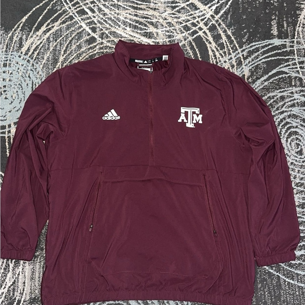 Adidas A&M Coaches Sideline Pullover Maroon Windbreaker Jacket